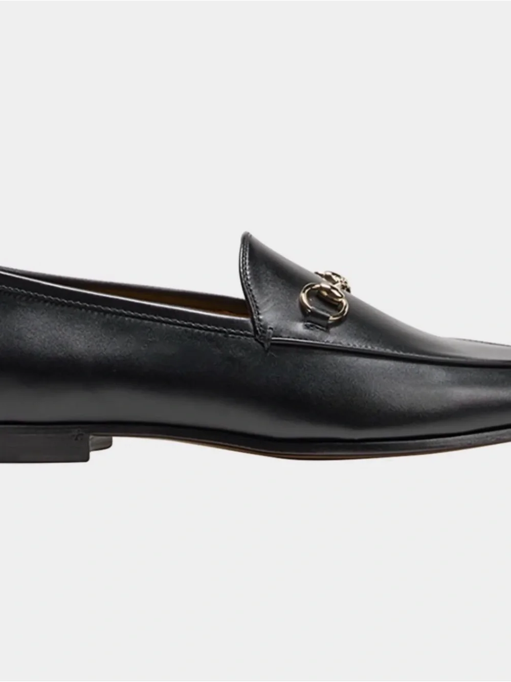 Gucci Betis Glamour Nero 404069 Black Leather Horsebit Loafers Gold Tone Sz 35.5